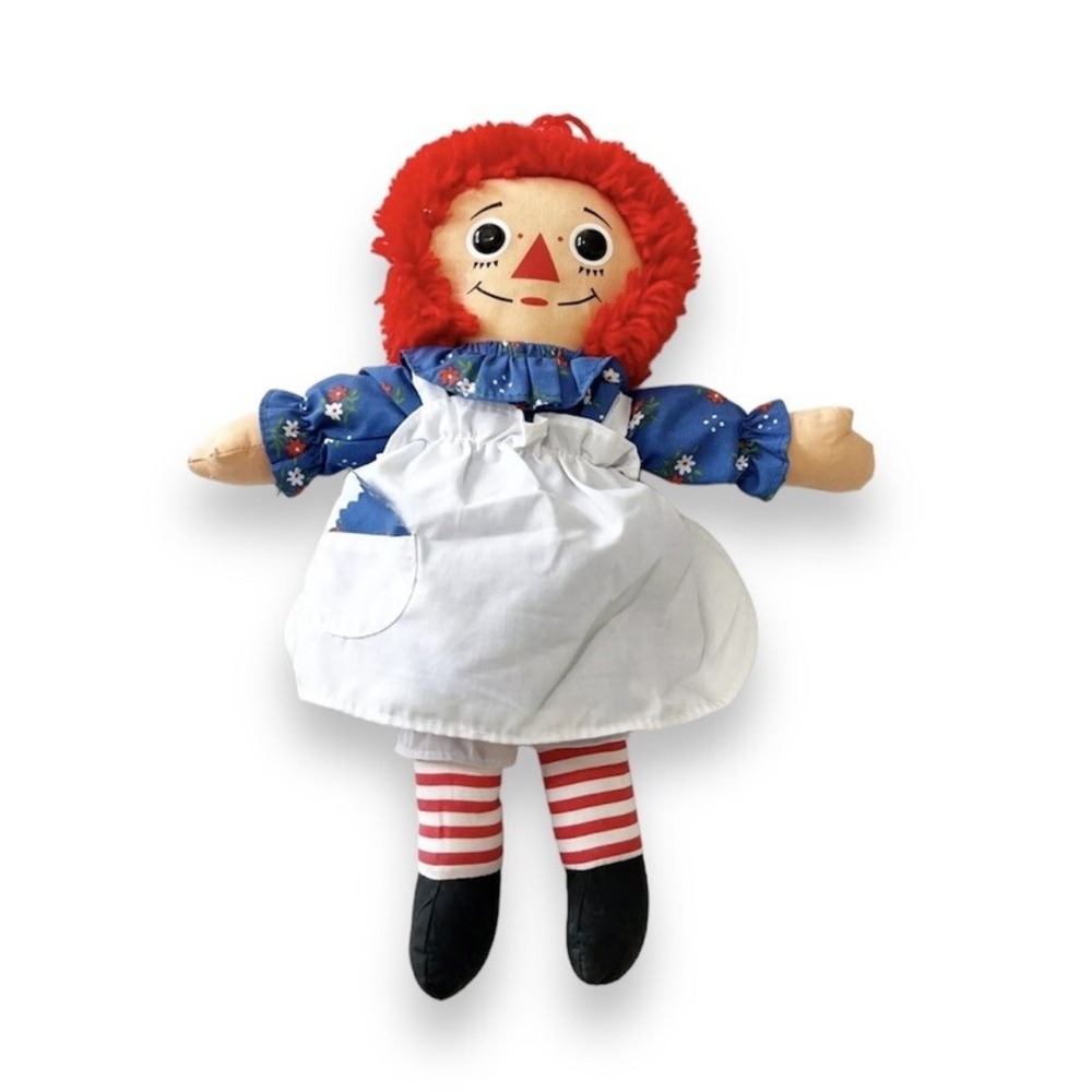 RAGGEDY ANN Plush Cloth Doll Hasbro 1987 1996 by Johnny Gruelle 12" With Apron